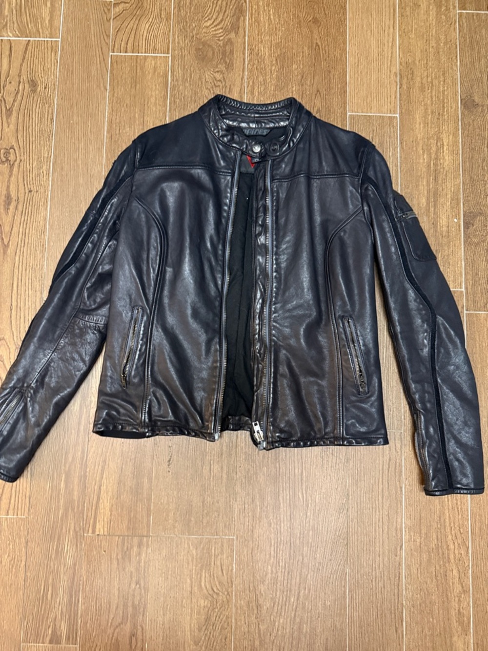 Women's Black Leather Biker Jacket - Classic Zip Front